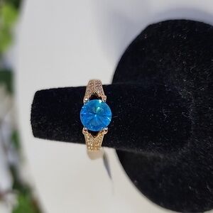 Gold Filled Ring with Simulated Blue Topaz Stone